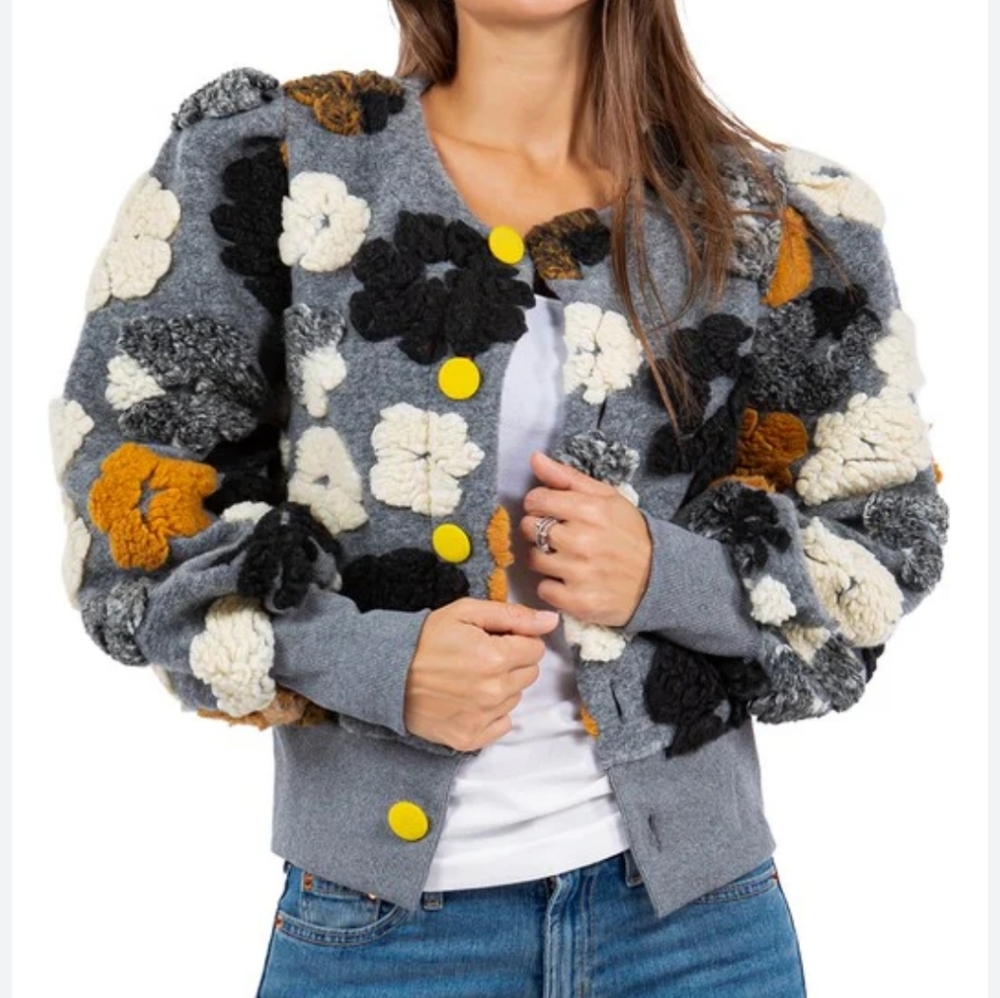Fuzzy bomber jacket